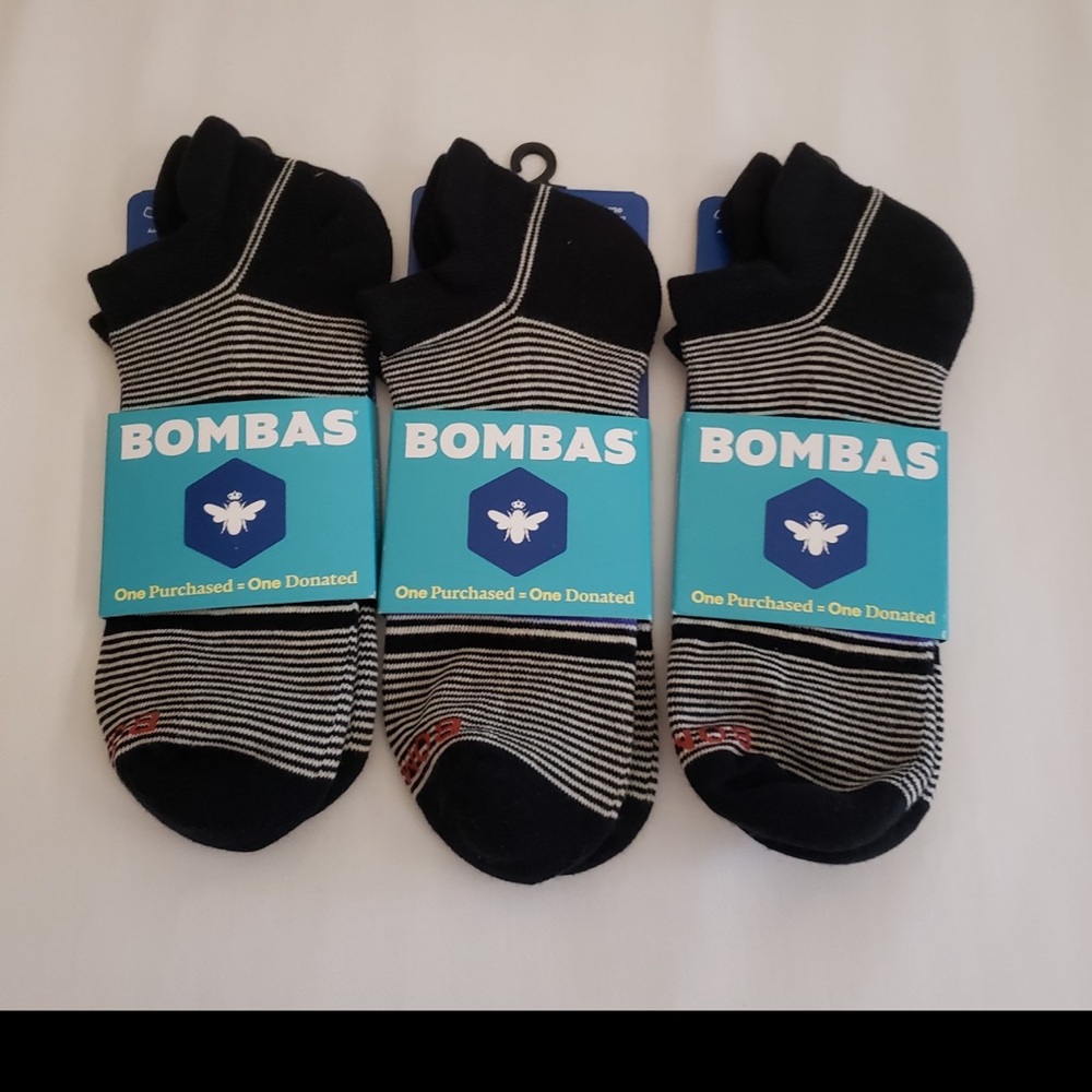 Bombas Men's Black Striped Ankle Socks